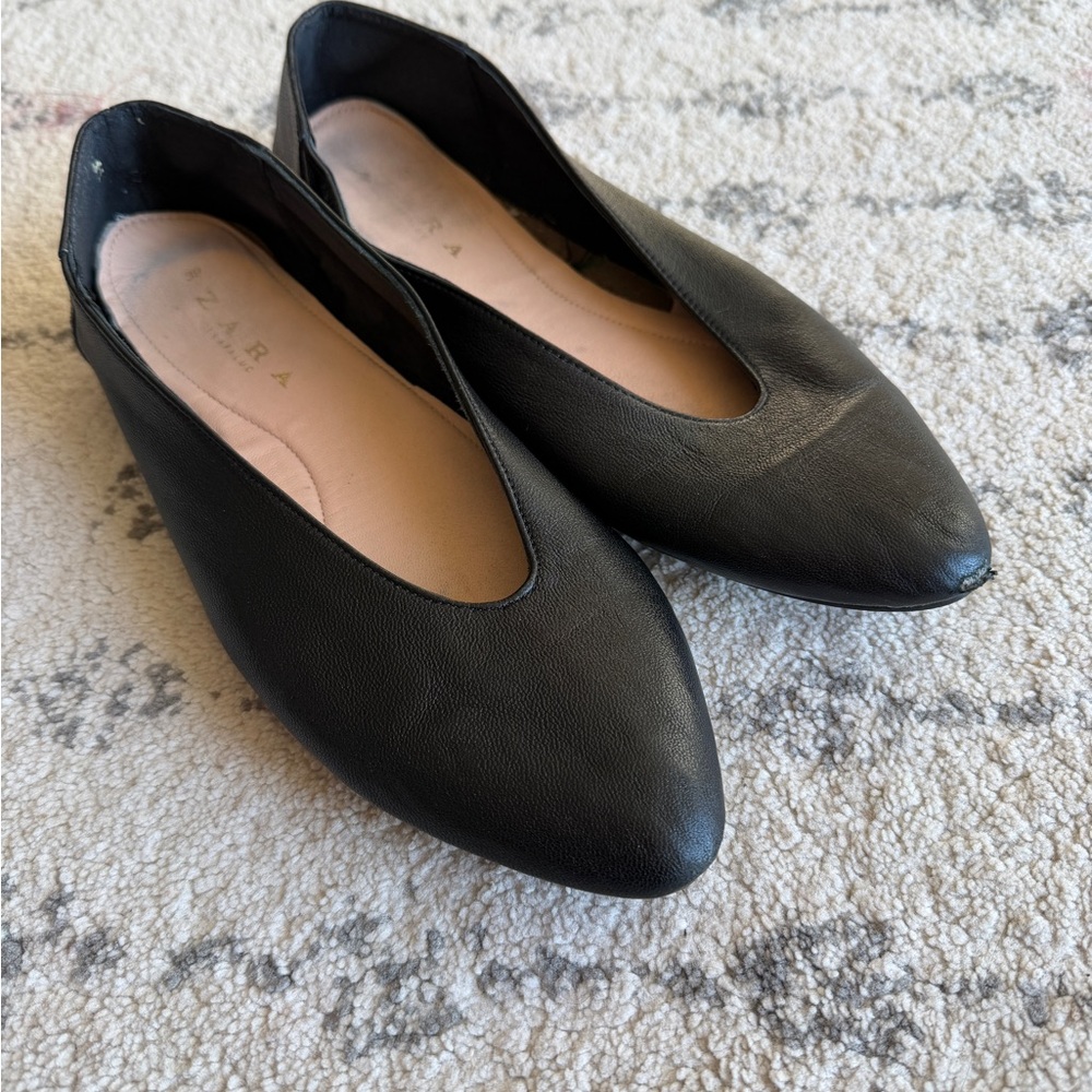 Zara Classic Black Ballet Flats Euro Size 39